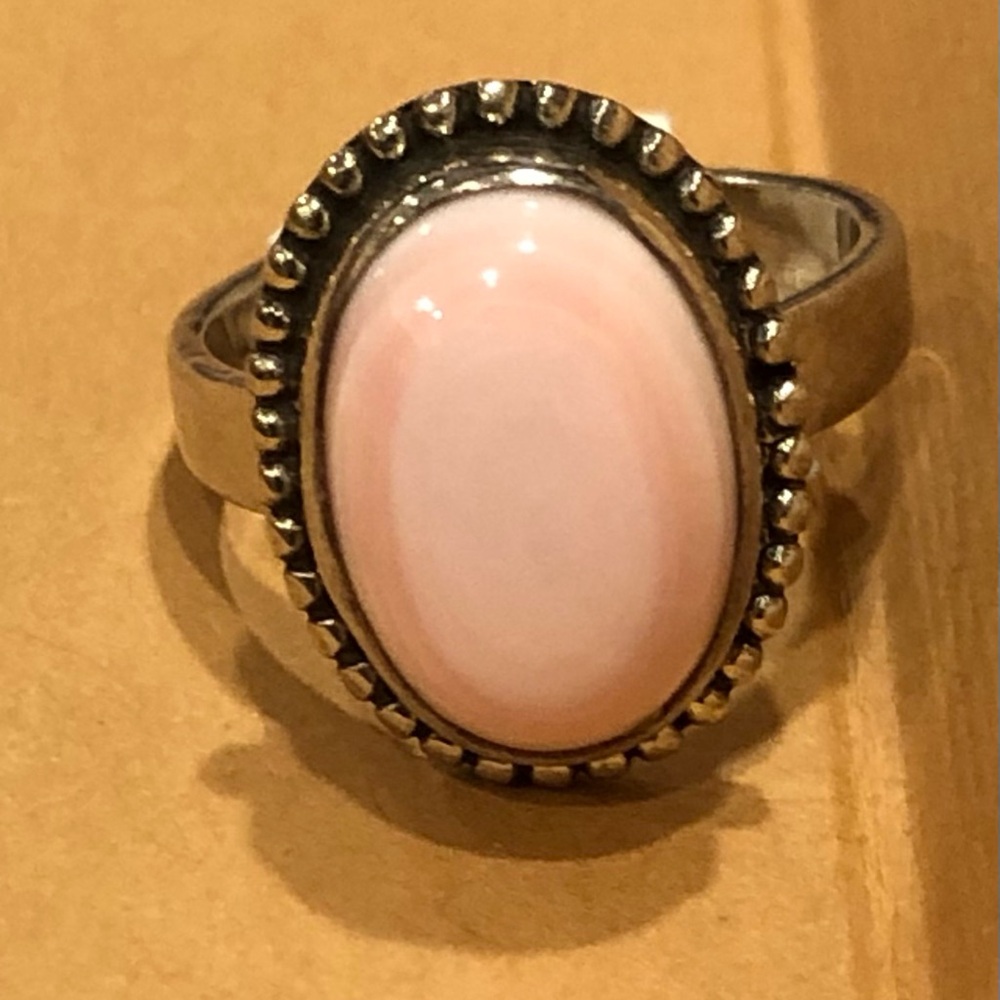 Sterling Silver 925 Pink Conch Size 6 Ring